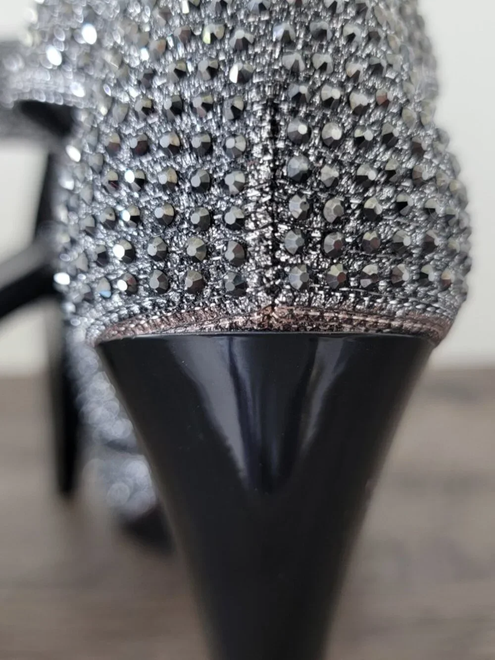 Michael Kors Berkley T-Strap Silver Glitter Rhinestone Caged Heels